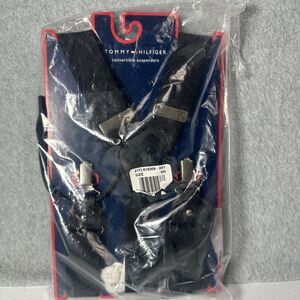 TOMMY HILFIGER BLACK‎ CONVERTIBLE SUSPENDERS CLIP TO BUTTON UP TO 42"  NEW